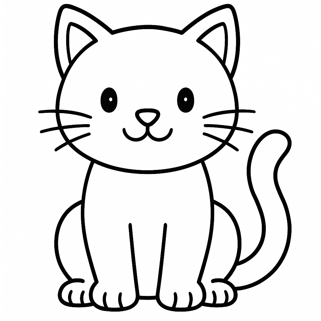 Desenho de Gato: Gato Fofo Simples para desenhar