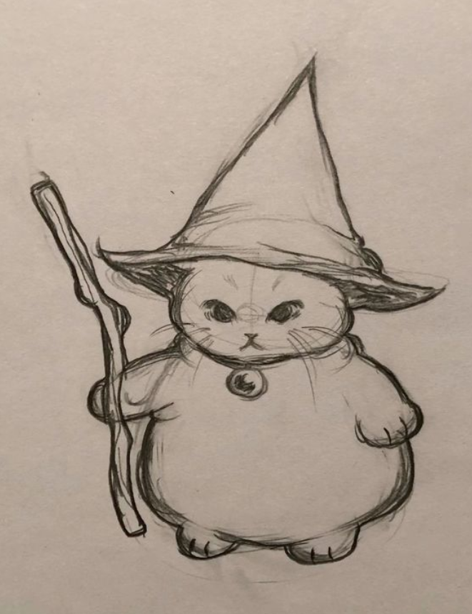 Desenho de Gato: Gato com chapéu de mágico para desenhar