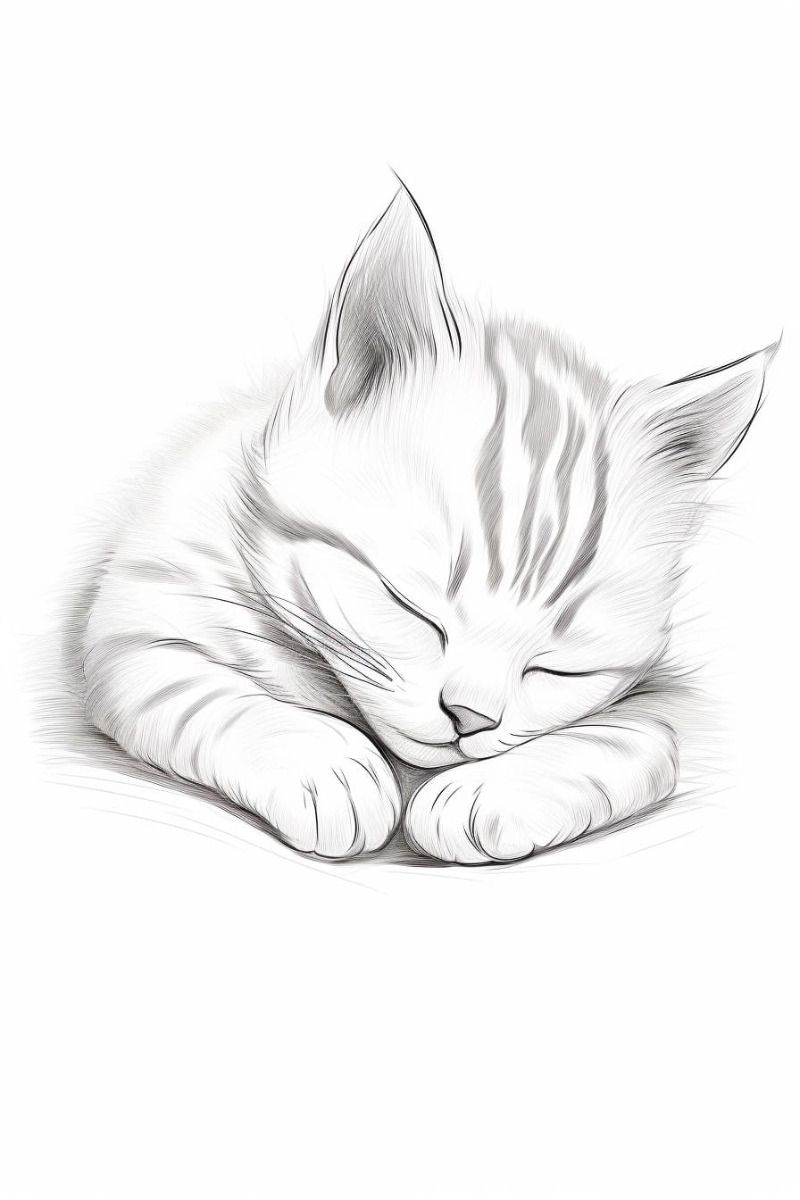 Desenho de Gato: Gato Dormindo para desenhar