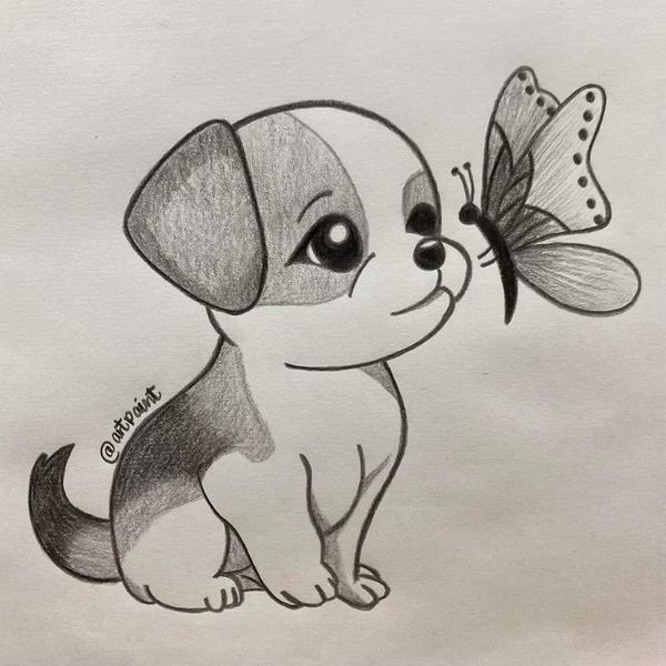 Desenho de Gato: Gato com Borboleta para desenhar