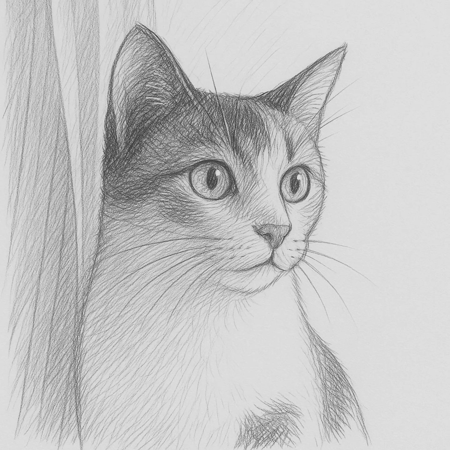 Desenho de Gato: Gato Realista a Lápis para desenhar
