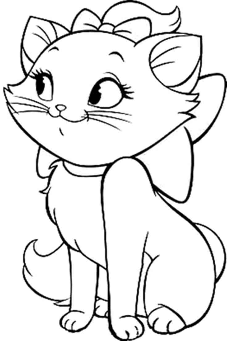 Desenho de Gato: Gato Fofo com Laço para desenhar