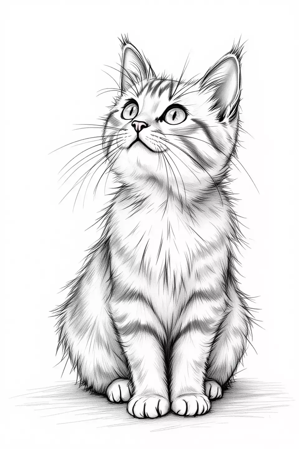 Desenho de Gato: Gato Realista a Lápis para desenhar