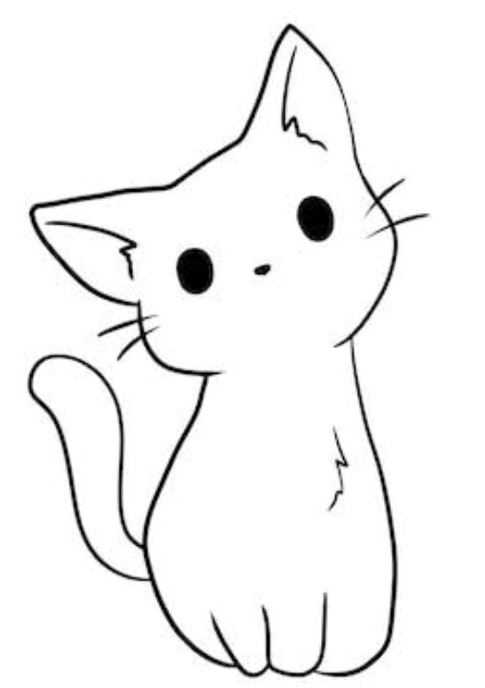 Desenho de Gato: Gato Fofo Simples a Lápis para desenhar