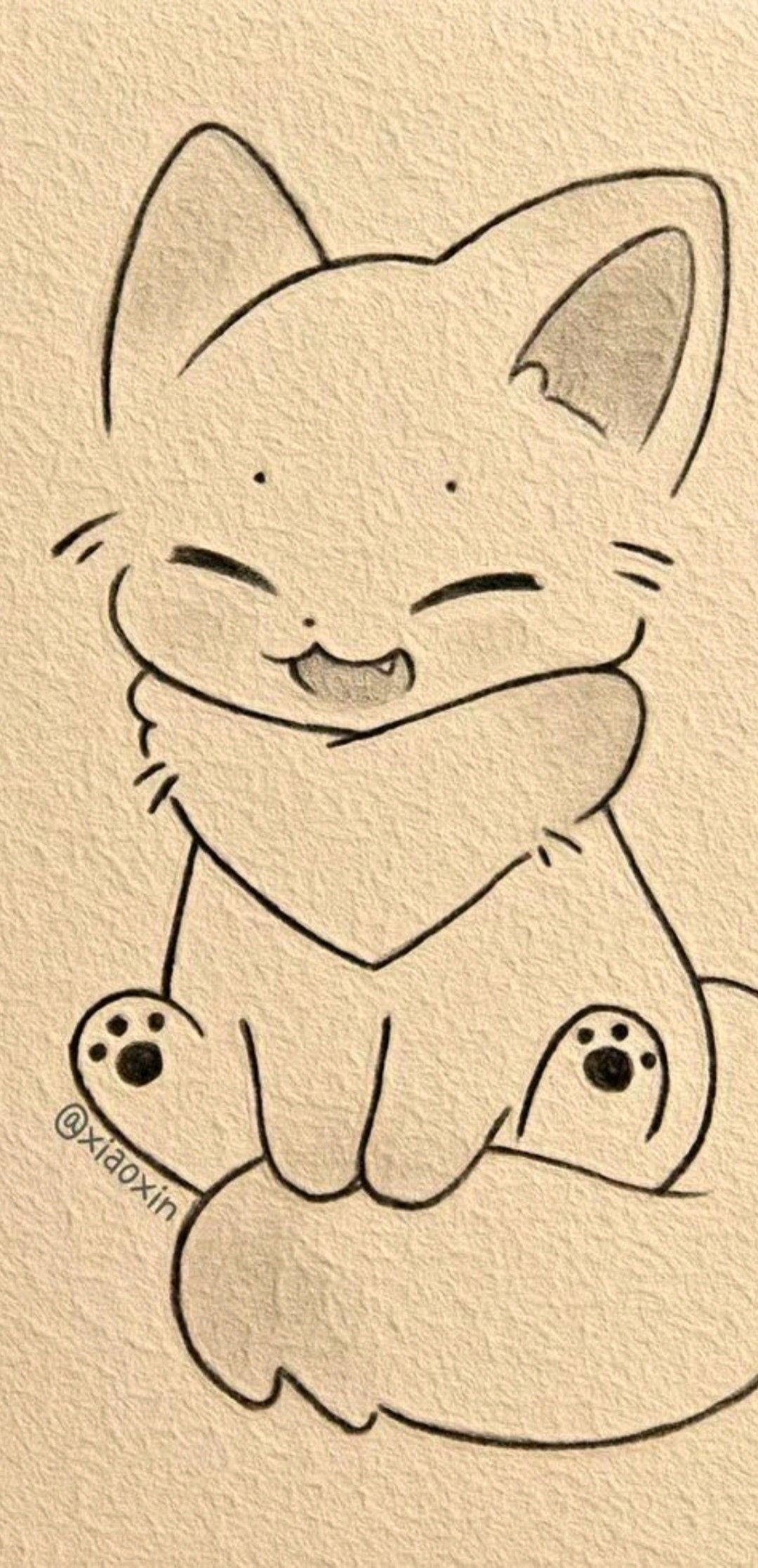 Desenho de Gato: Gato Fofo com Sorriso para desenhar