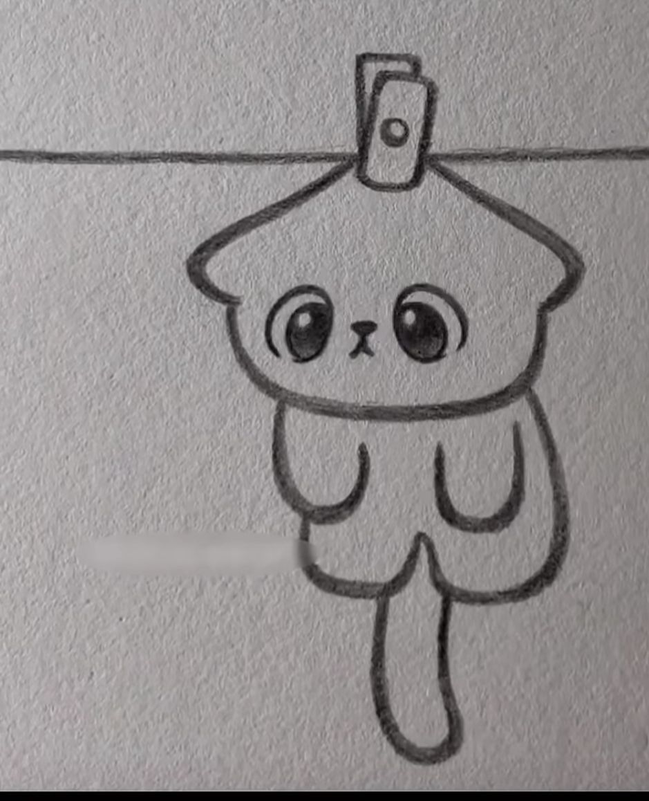 Desenho de Gato: Gato Fofo pendurado para desenhar