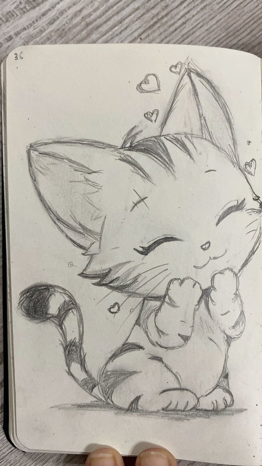 Desenho de Gato: Gato Fofo expressando alegria