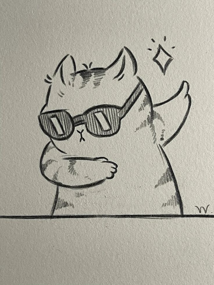 Desenho de Gato: Gato usando óculos e fazendo pose