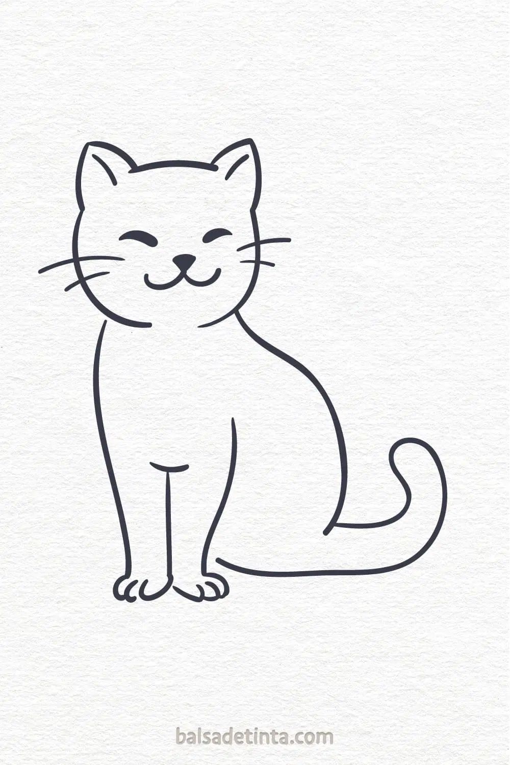 Desenho de Gato: Gato Simples e Fofo para desenhar