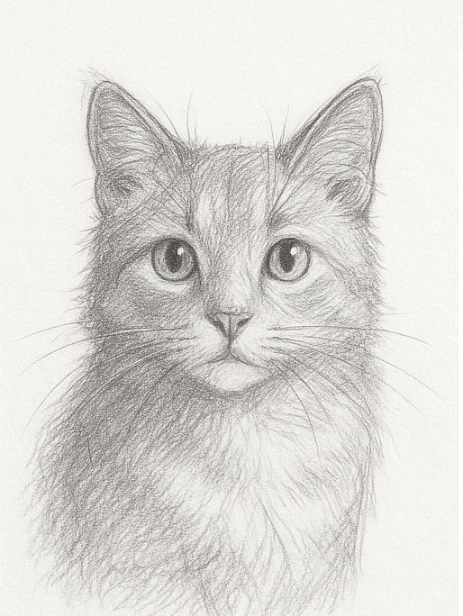 Desenho de Gato: Gato Realista a Lápis para desenhar