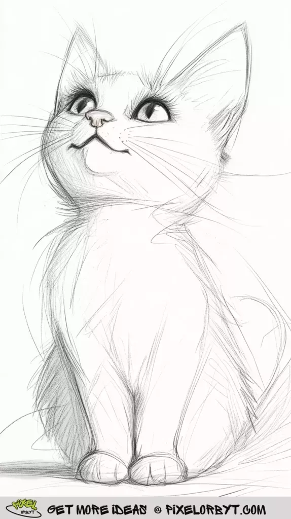 Desenho de Gato: Gato Fofo e Simples para desenhar