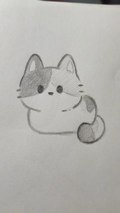 Desenho de Gato: Gato Fofo Lapis Simples para desenhar