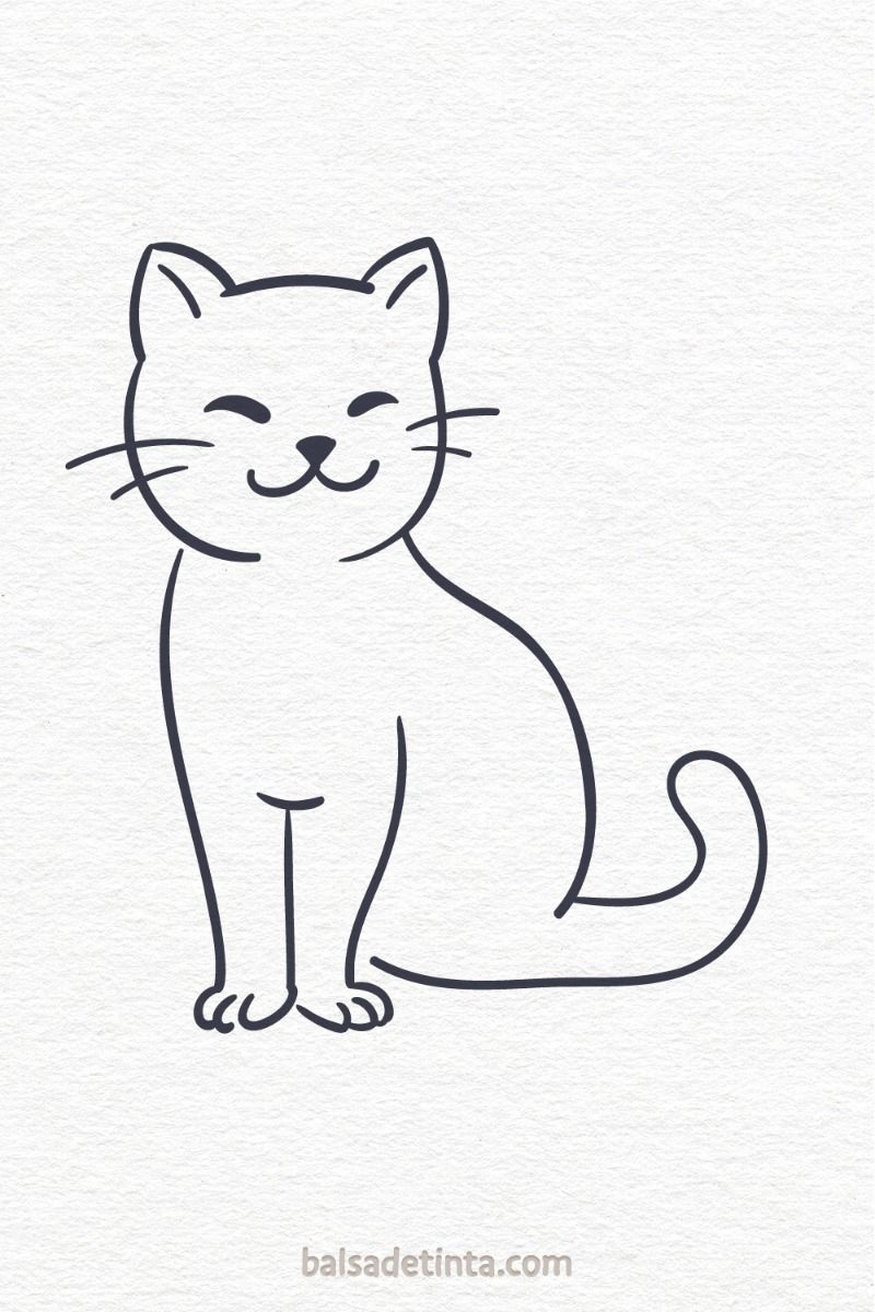 Desenho de Gato: Gato Simples e Fofo para desenhar