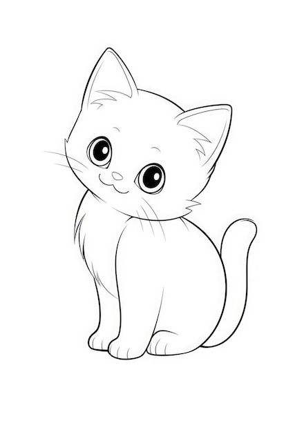 Desenho de Gato: Gato Fofo para desenhar