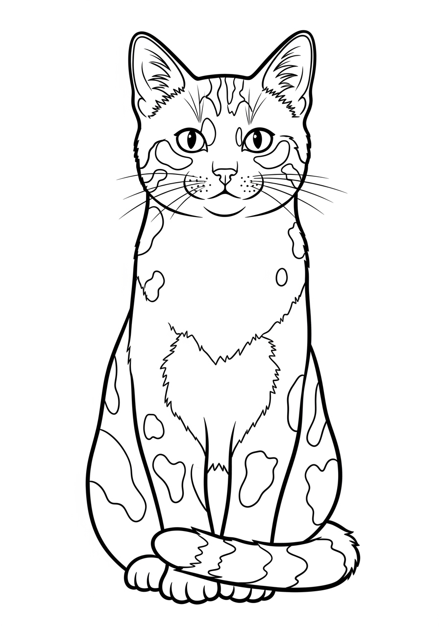 Desenho de Gato Laranja sentado para imprimir e colorir