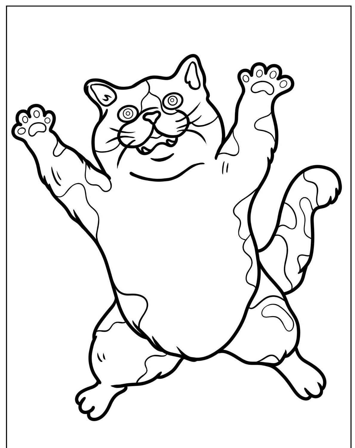 Desenho de Gato Engraçado levantando as patas para imprimir