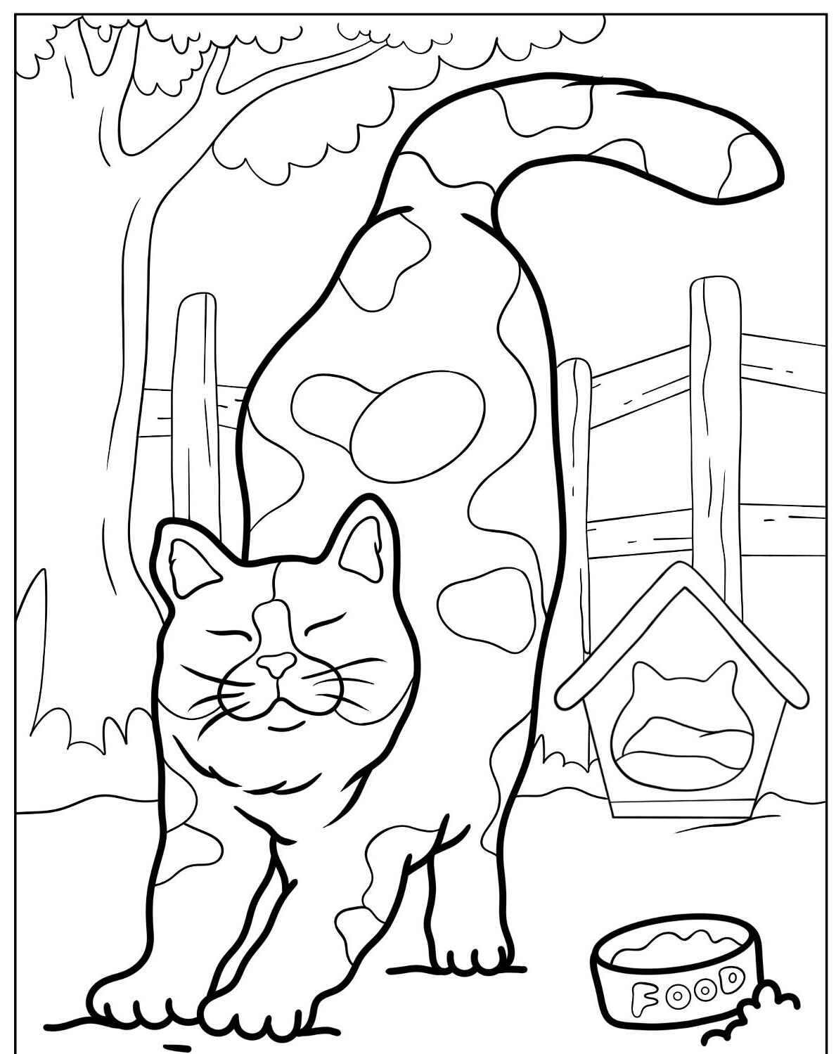 Desenho de Gato se espreguiçando para imprimir e colorir