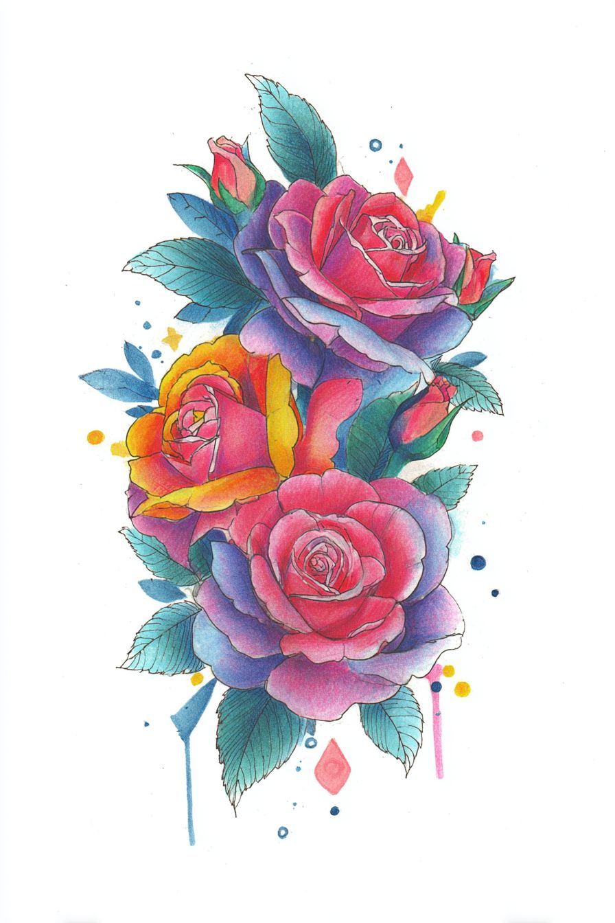Desenho de Rosa: flores coloridas e vibrantes para desenhar