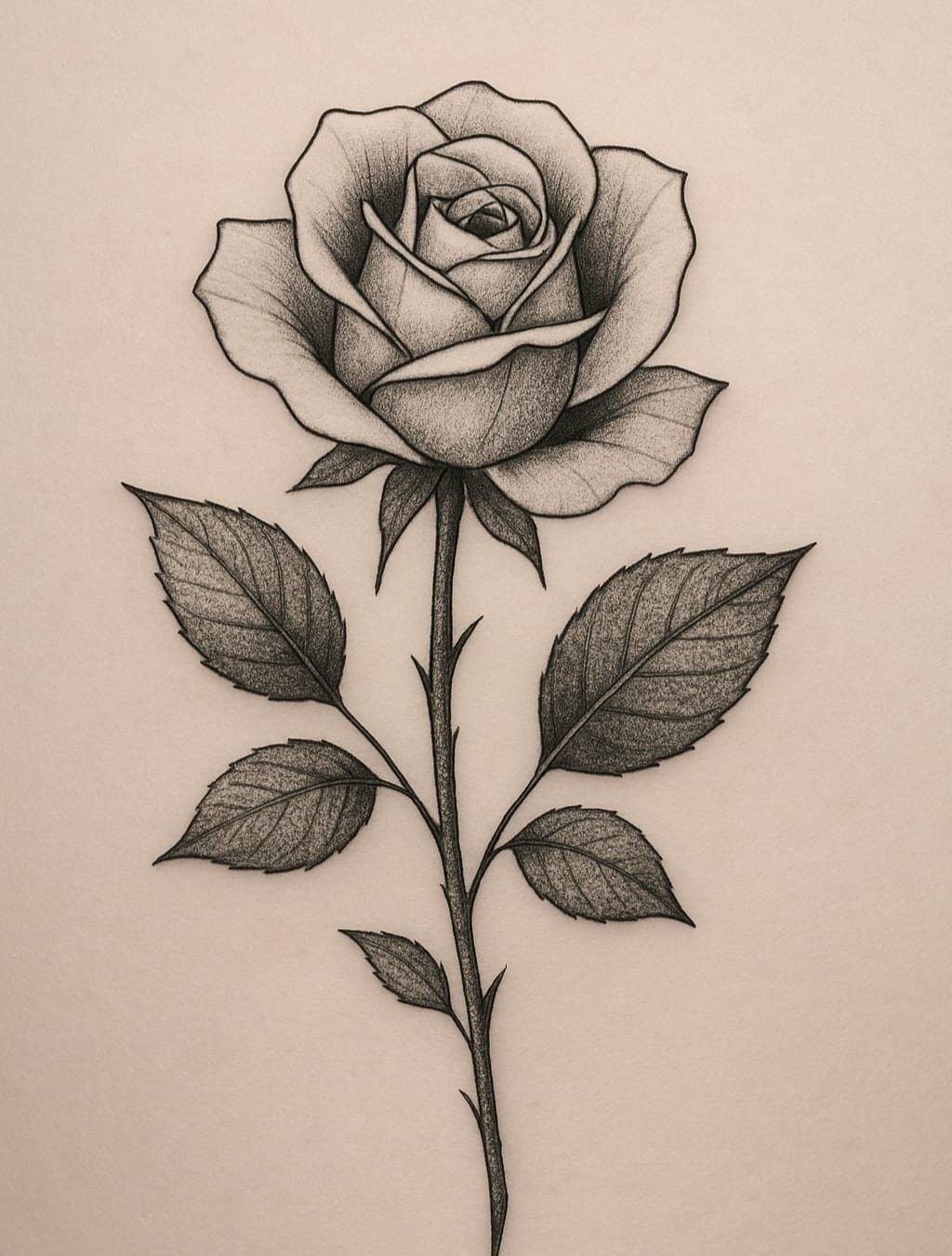 Desenho de Rosa: linda rosa com folhas detalhadas para desenhar