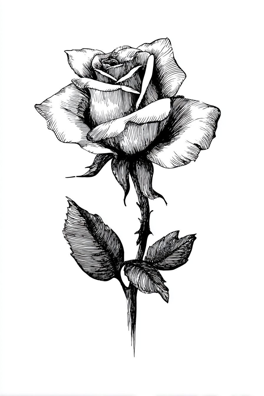 Desenho de Rosa: rosa realista e detalhada para desenhar