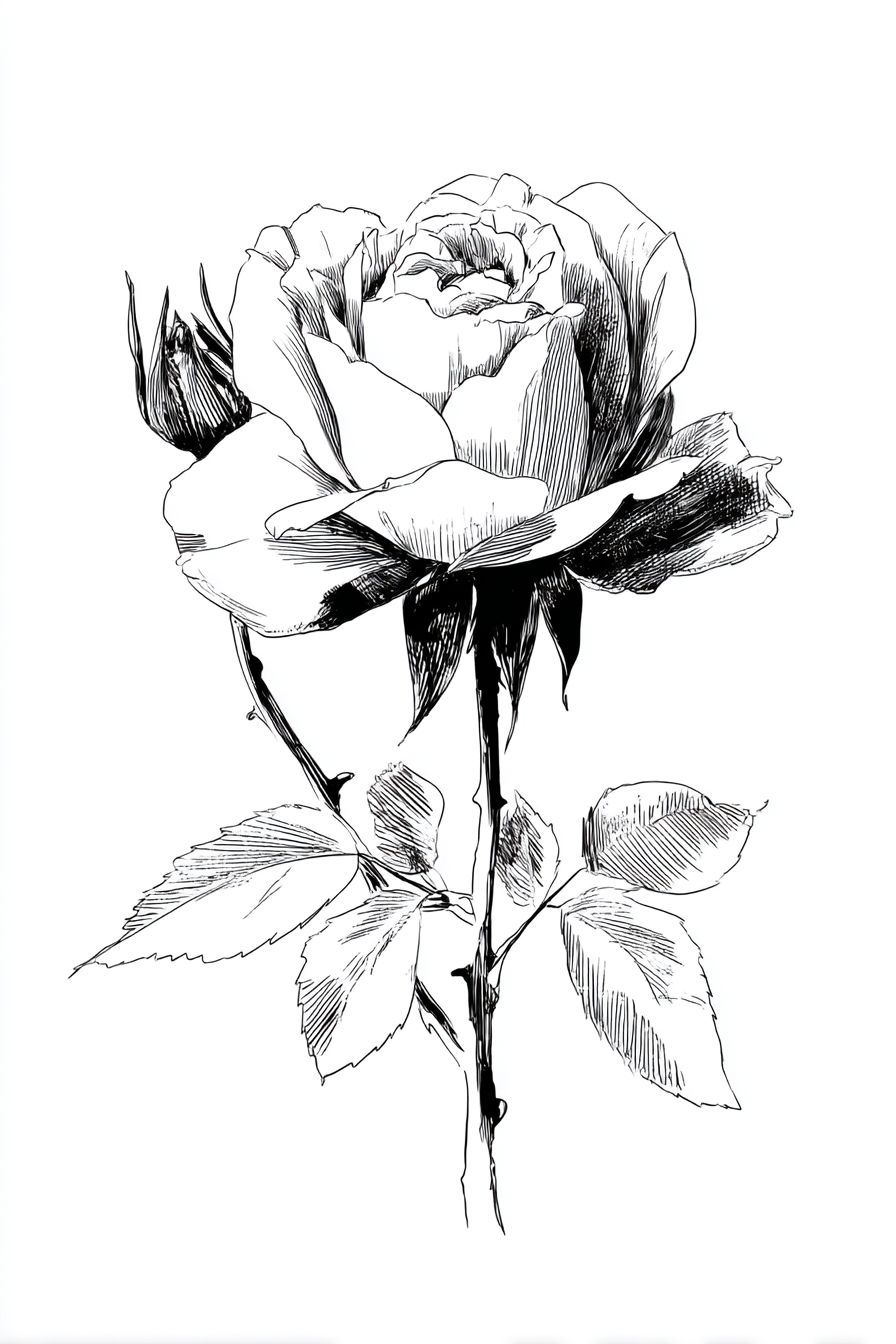 Desenho de Rosa: rosa realista a lápis para desenhar