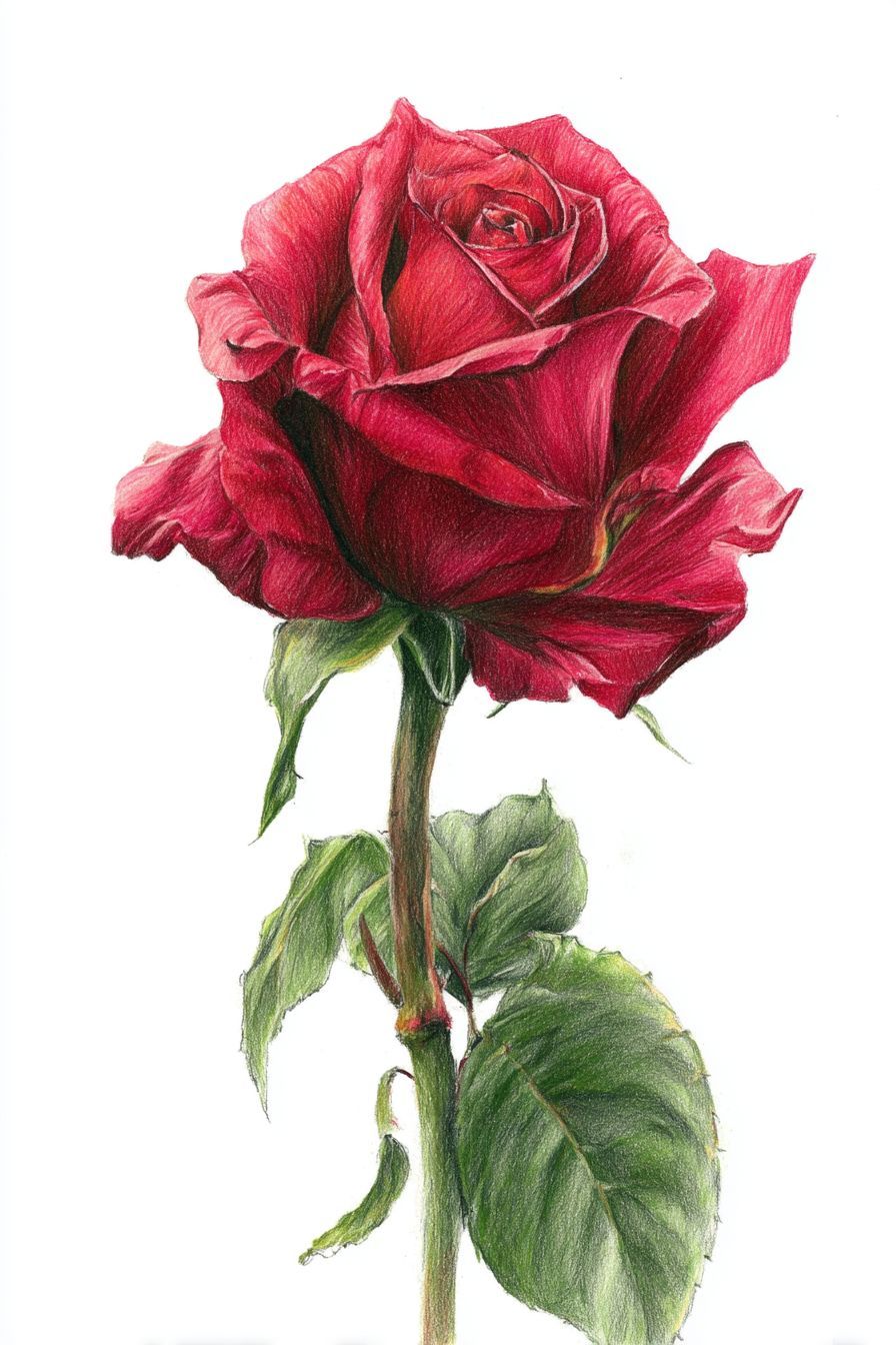 Desenho de Rosa: rosa vermelha vibrante para desenhar