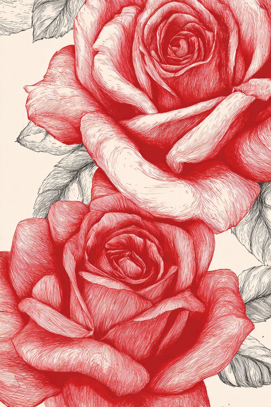 Desenho de Rosa: duas rosas vermelhas realistas para desenhar