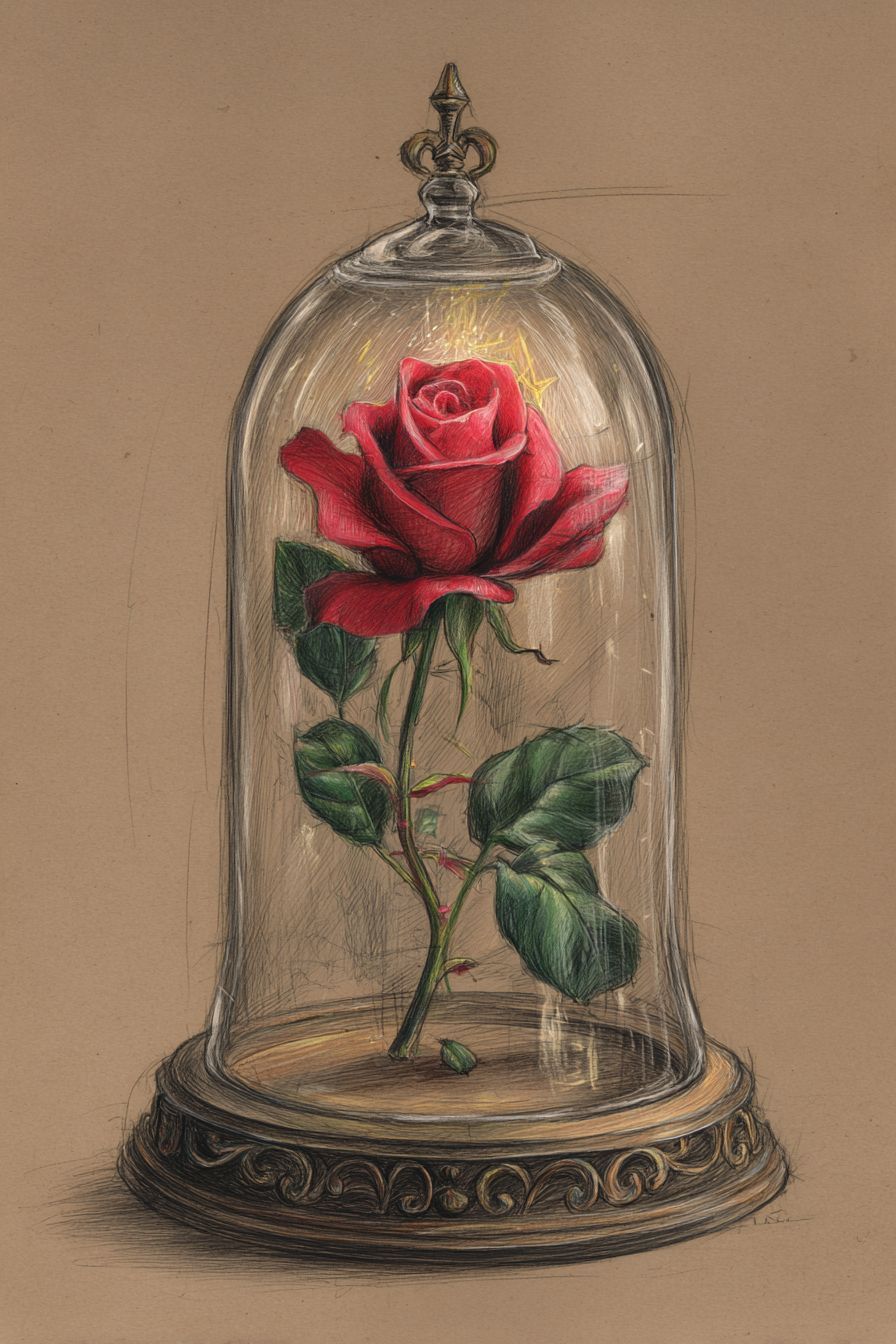 Desenho de Rosa: rosa vermelha dentro de um vidro para desenhar