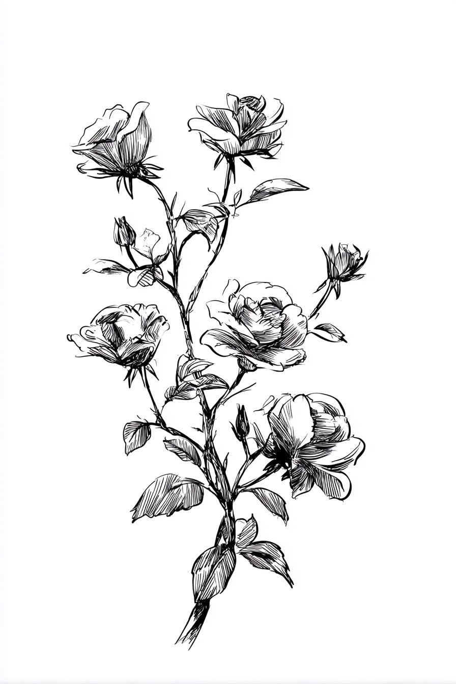 Desenho de Rosa: detalhes de flores para desenhar a lápis