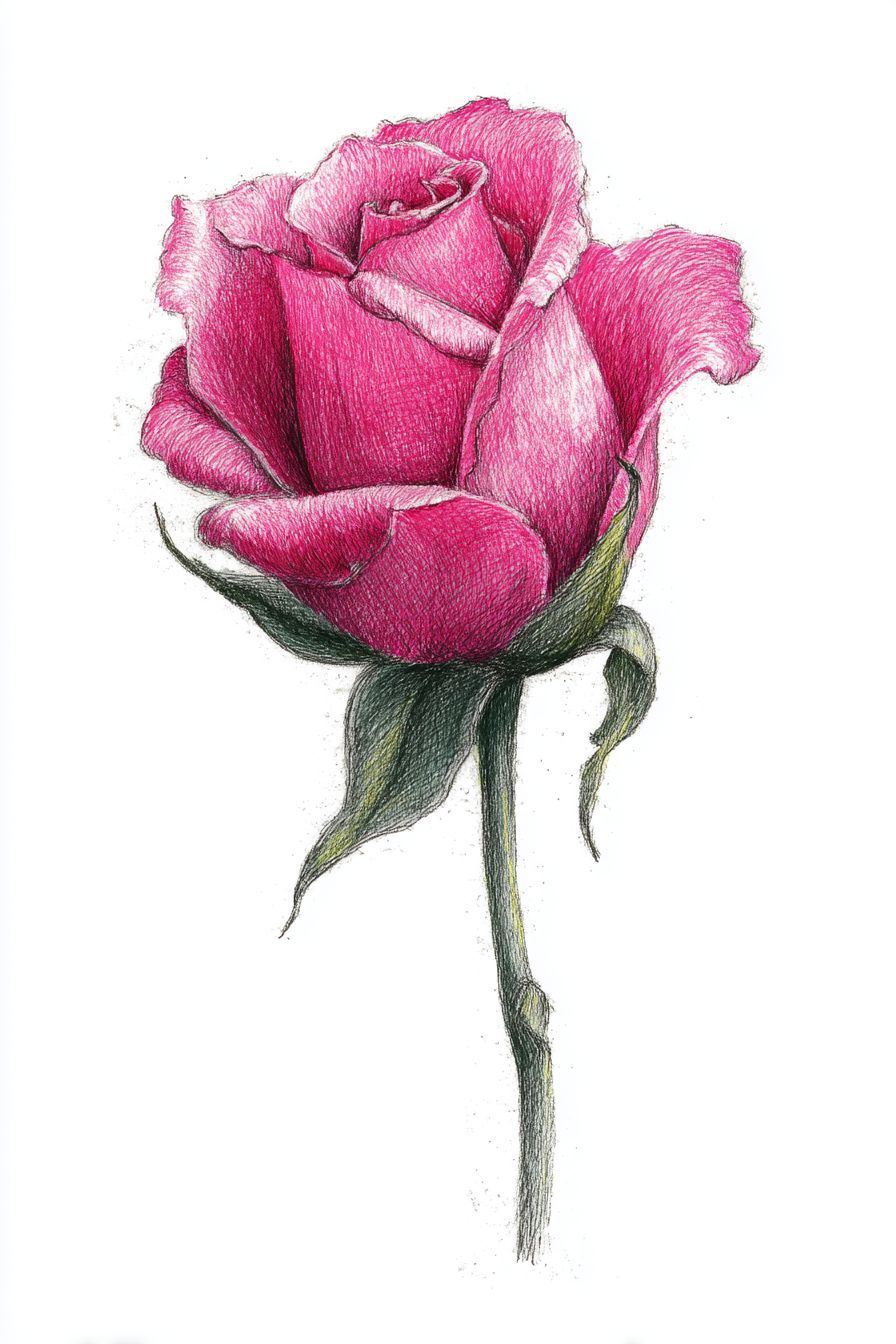 Desenho de Rosa: rosa pink realista e bonita para desenhar