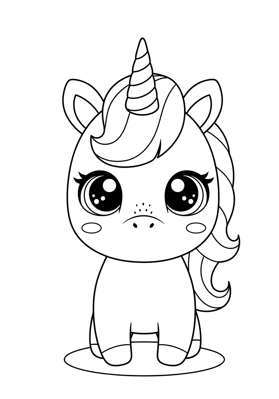 Desenho de Unicórnio fofinho para imprimir e colorir