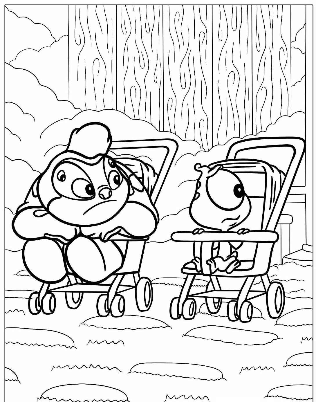 Stitch e Angel em Carrinhos para Colorir e Imprimir Stitch e Angel em Carrinhos para Colorir e Imprimir