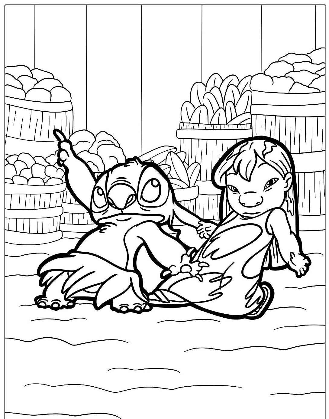 Stitch e Lilo felizes para Colorir e Imprimir Stitch e Lilo felizes para Colorir e Imprimir