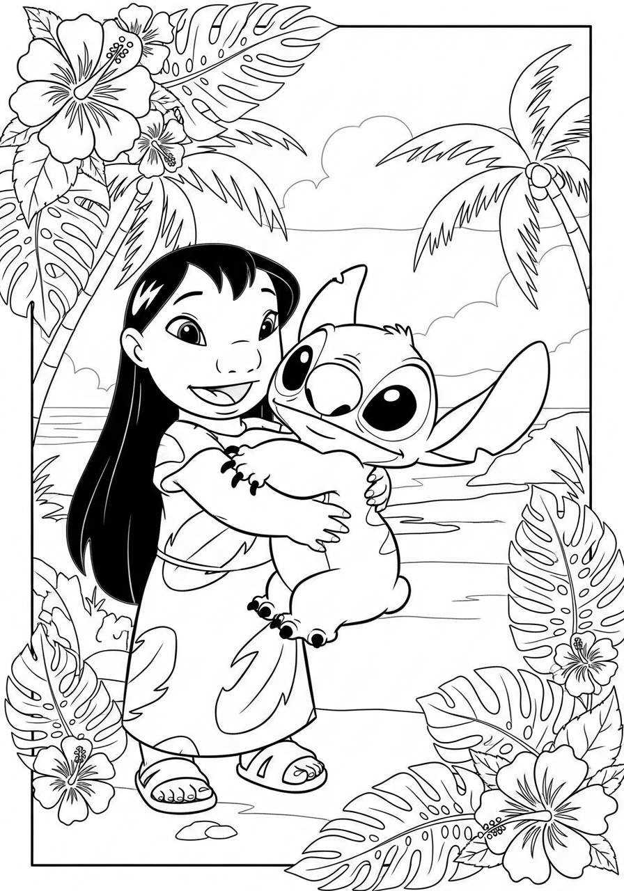 Desenho do Stitch e Lilo para Colorir e Imprimir