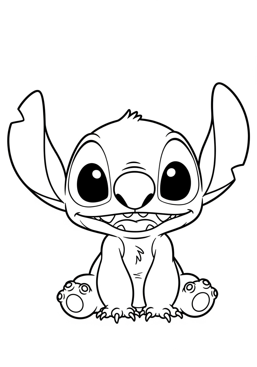 Desenho do Stitch sorrindo para imprimir e colorir