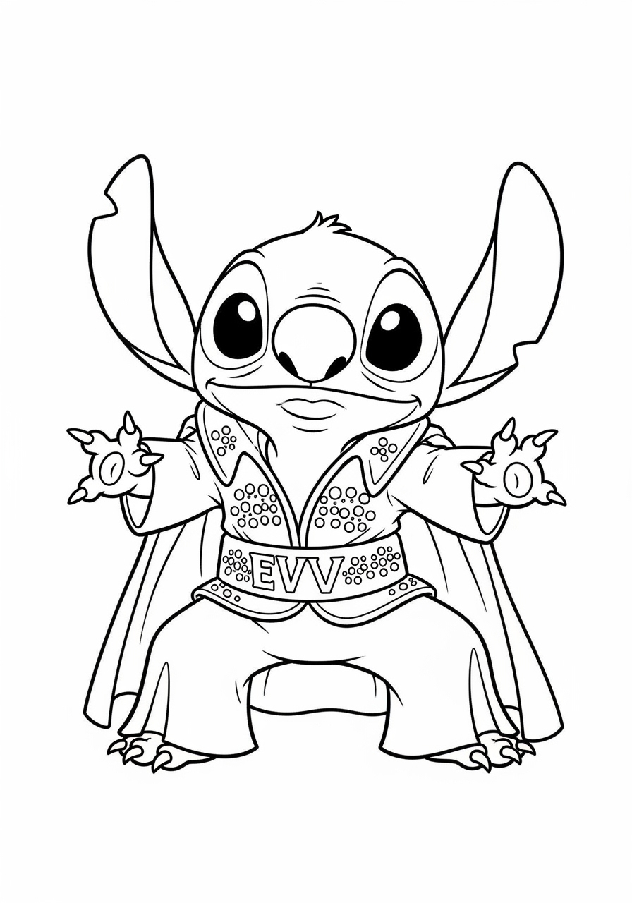 Desenho do Stitch vestido de super-herói para colorir