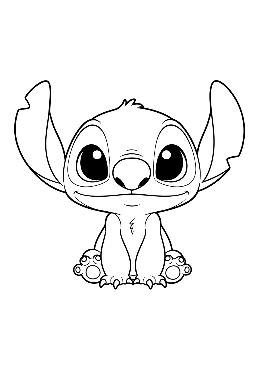 Desenho do Stitch sorrindo com detalhes para colorir