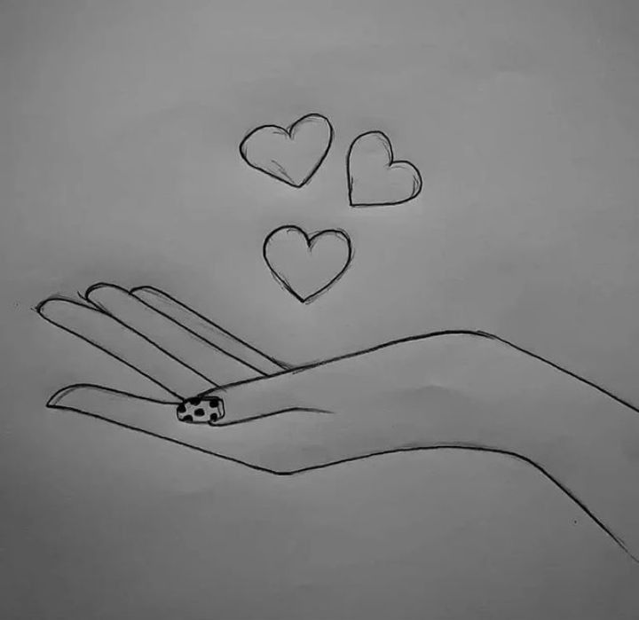 Desenho para Desenhar: Mão segurando corações flutuantes