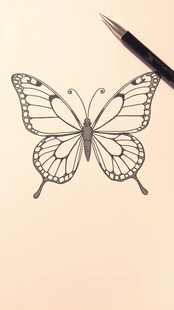 Desenho para Desenhar Borboleta detalhada com padrões finos
