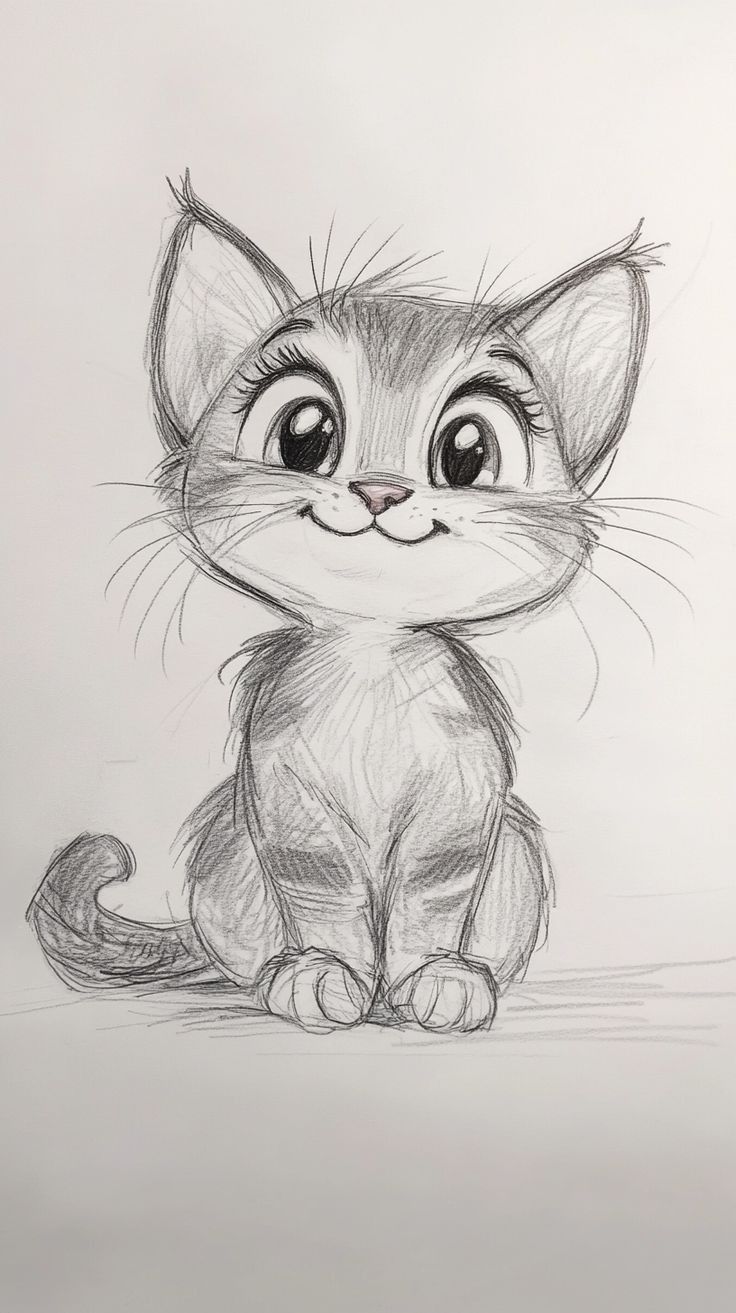 Desenho para Desenhar: Gatinho fofo com grandes olhos