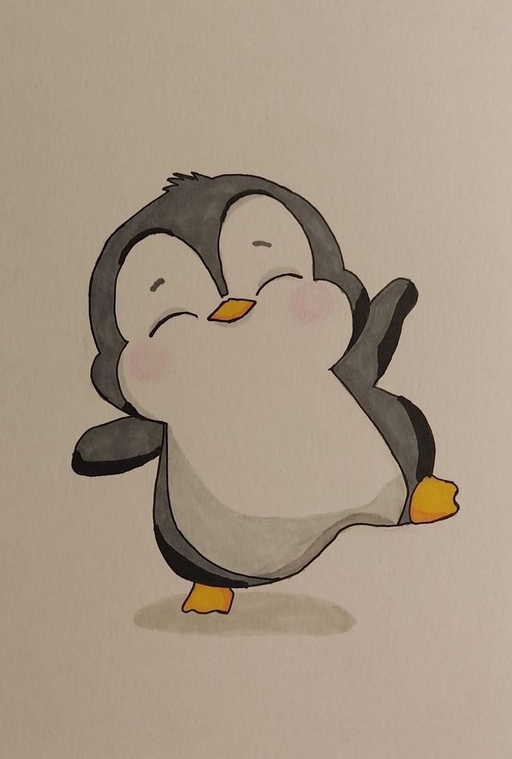 Desenho para Desenhar: Adorável pinguim sorridente