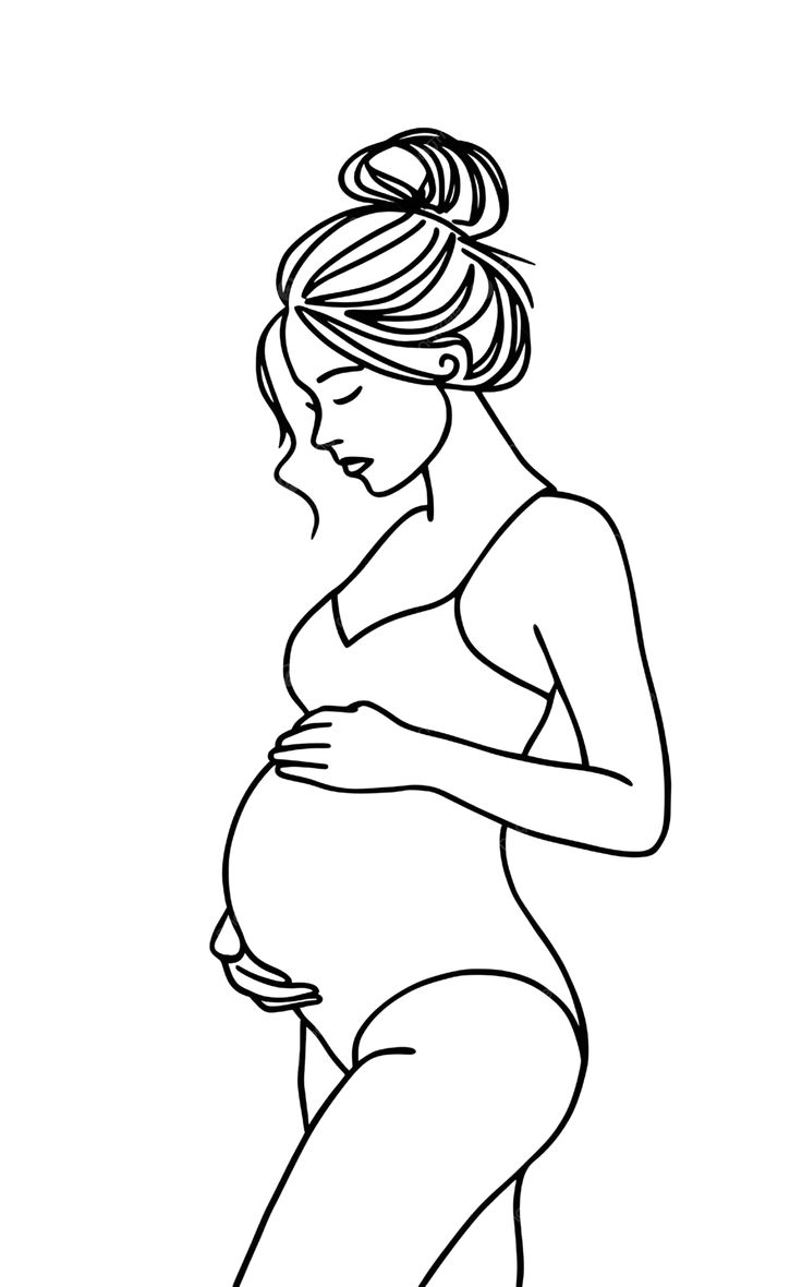 Desenho para Desenhar: Mulher grávida em pose serena