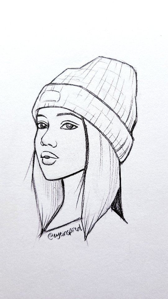 Desenho para Desenhar: Retrato de garota com touca