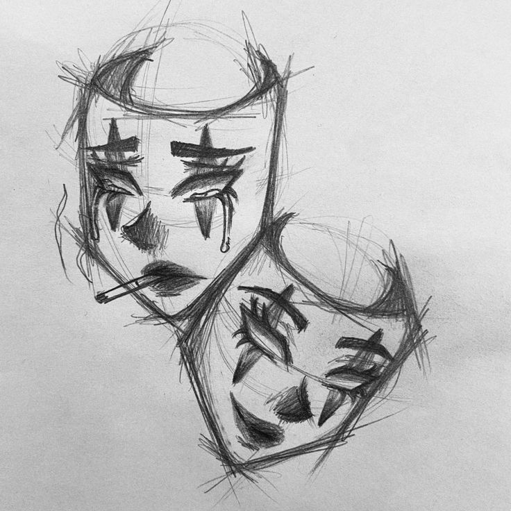 Desenho para Desenhar: Máscaras tristes e alegres em esboço