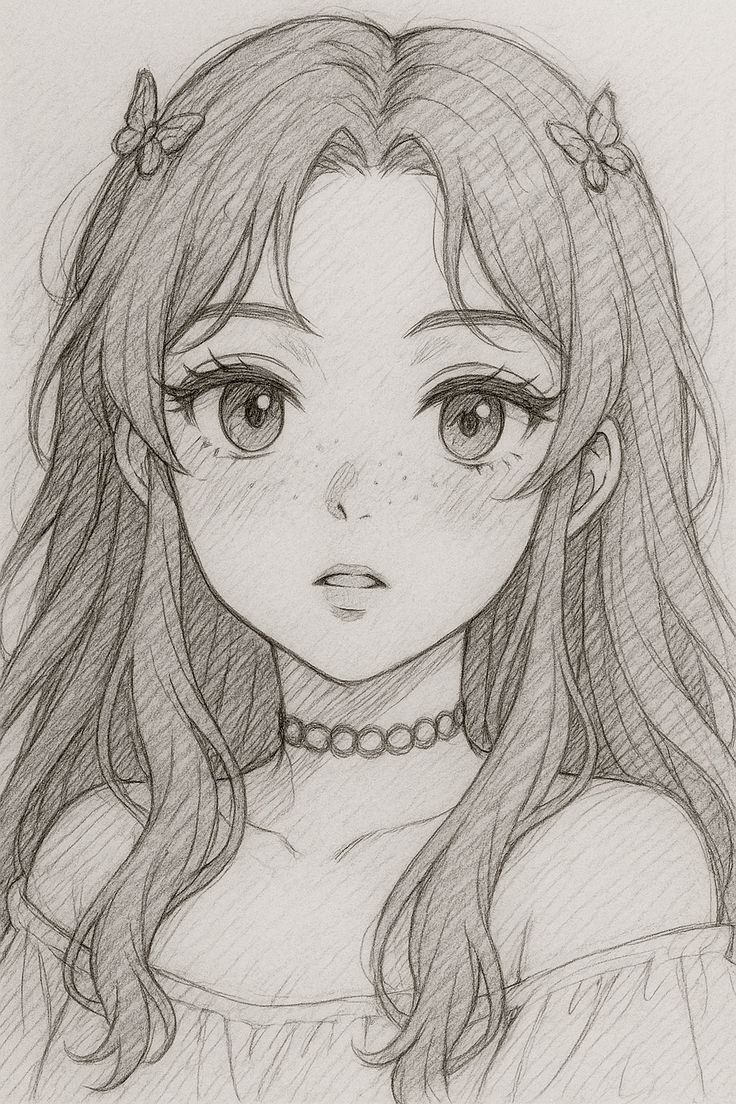 Desenho para Desenhar: Olhos grandes e cabelos ondulados