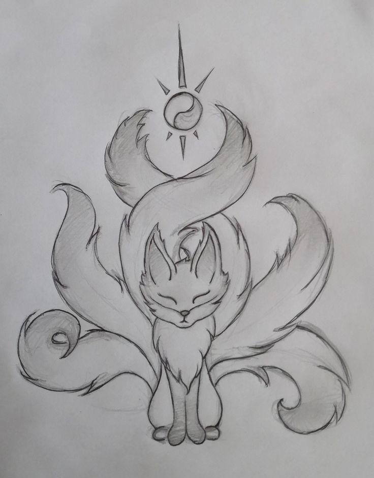 Desenho para Desenhar: Gato com caudas e elemento celestial