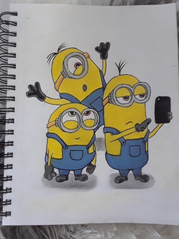 Desenhos para Desenhar dos Três Minions Divertidos