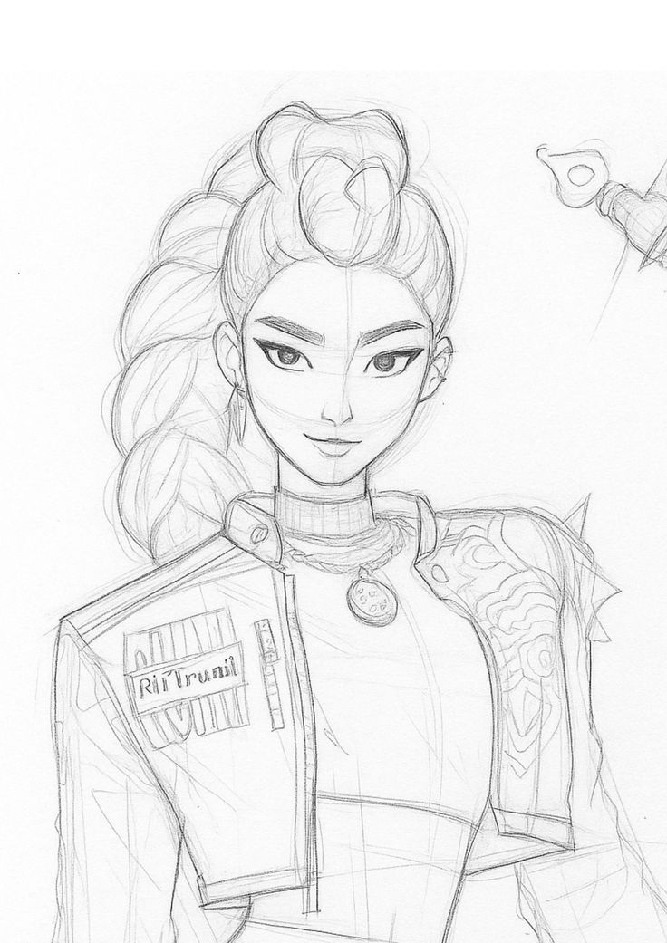 Desenho para Desenhar: Personagem feminina com cabelo preso