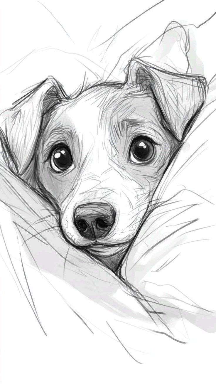 Desenho para Desenhar: Cachorro fofinho deitado em travesseiros
