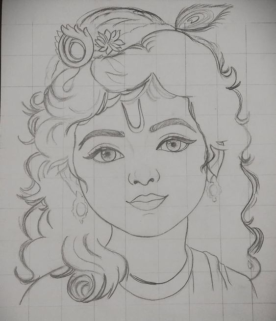 Desenho para Desenhar: Retrato de menina com cabelo encaracolado